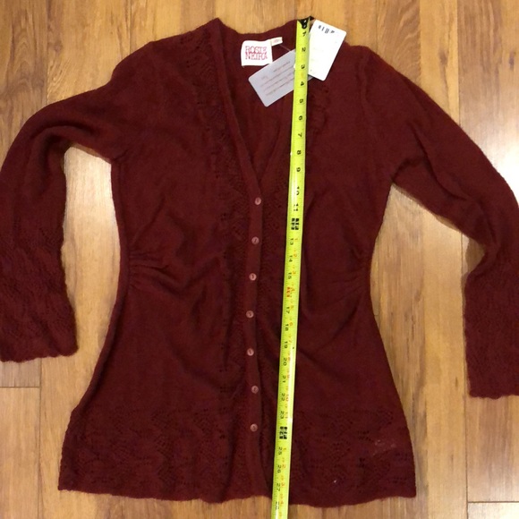 Anthropologie lace mohair Cardigan with ruching and button detail - Picture 9 of 12